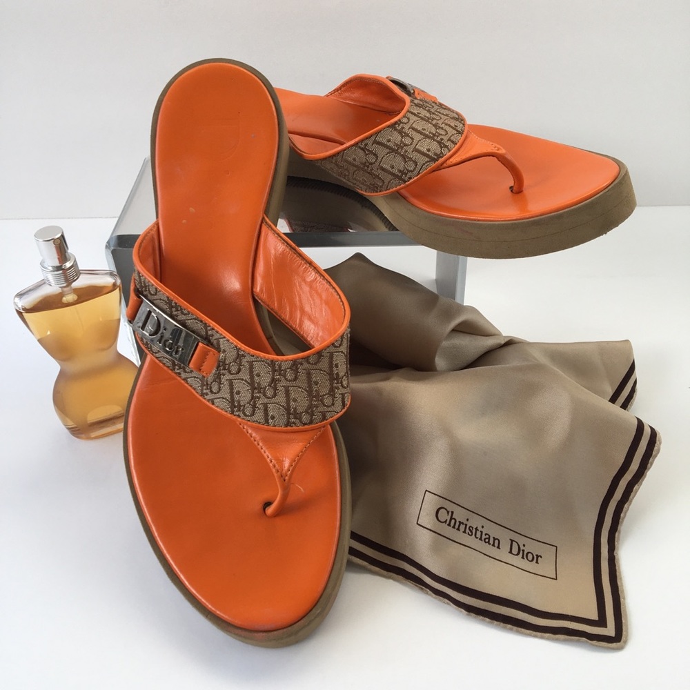 Authentic Dior Flip Flop Sandals Size 10